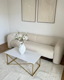 Sofa 3 personers LEIREN Velour Cremehvid