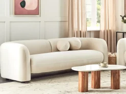 Sofa 3 personers LEIREN Velour Cremehvid