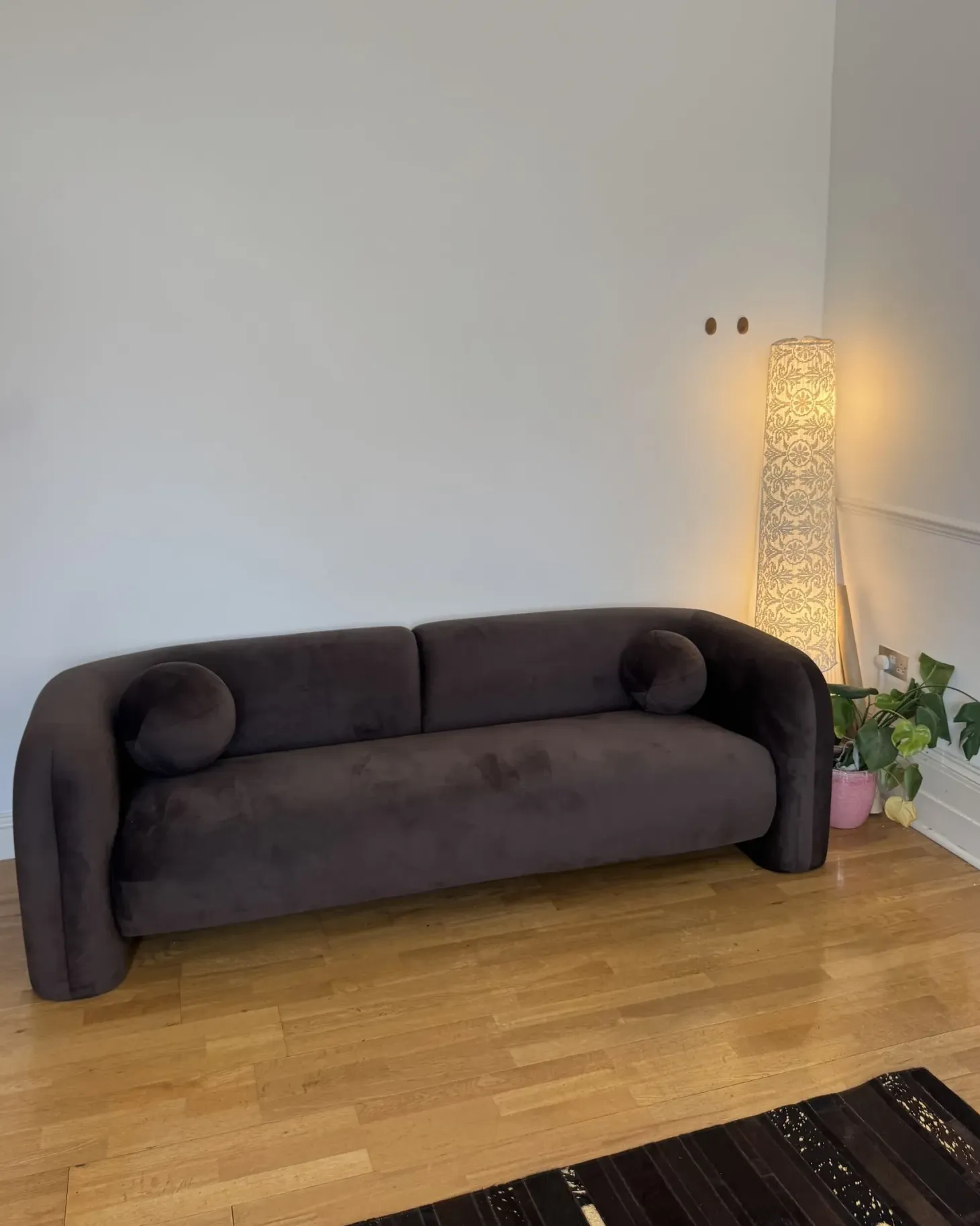 Sofa 3 personers LEIREN Velour Mørkebrun