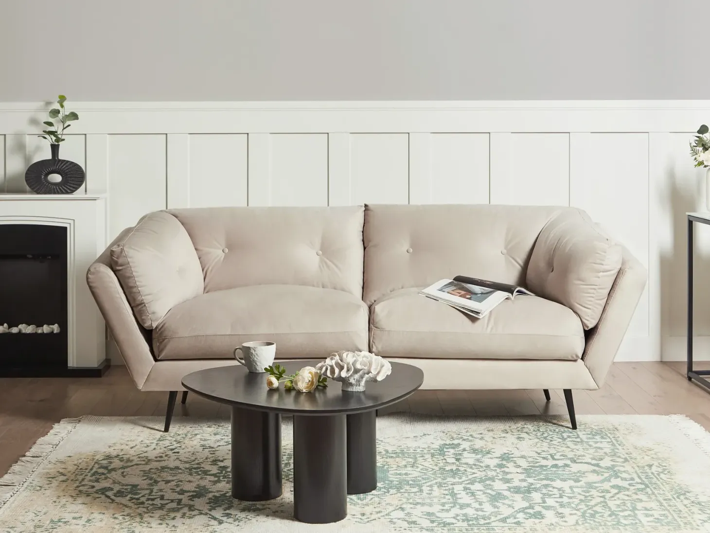 Sofa 3 personers LENVIK Velour Beige