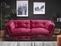 Sofa 3 personers LENVIK Velour Bordeaux