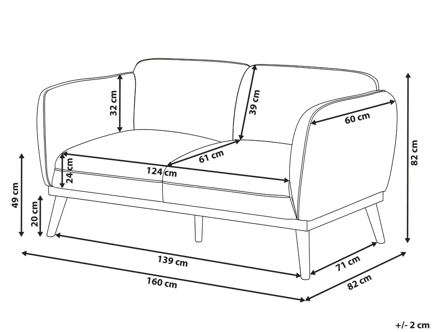 Sofa 2 personers LJUNG Boucle Lys Beige