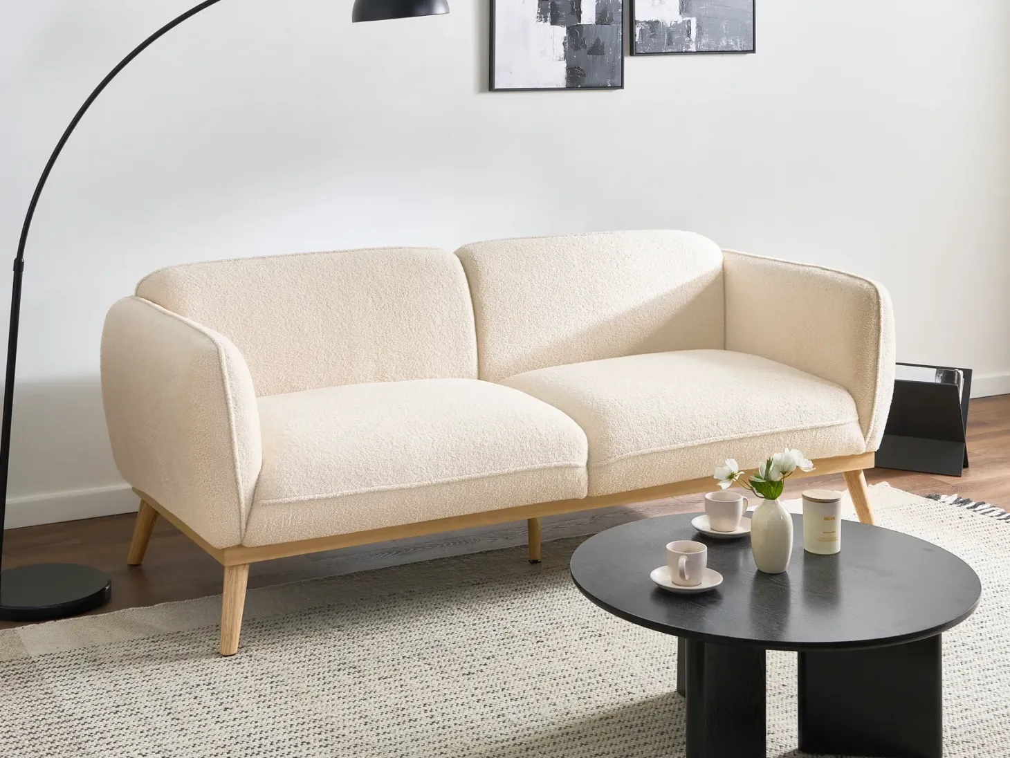 Sofa 3 personers LJUNG Boucle Lys Beige