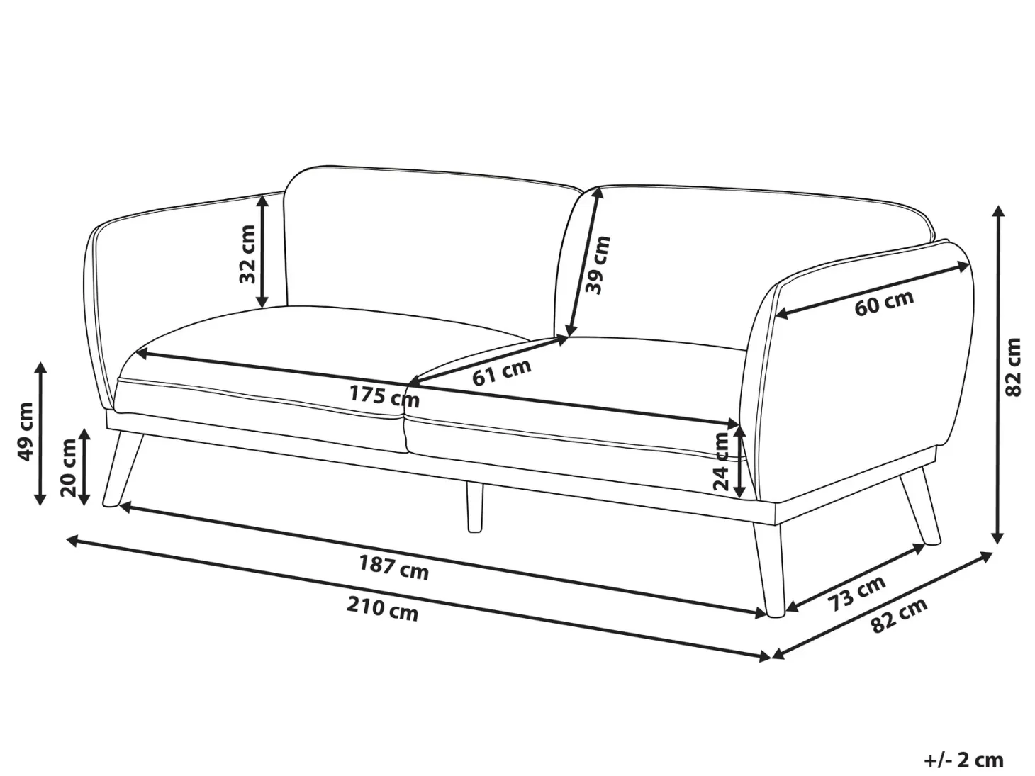 Sofa 3 personers LJUNG Olivengrøn
