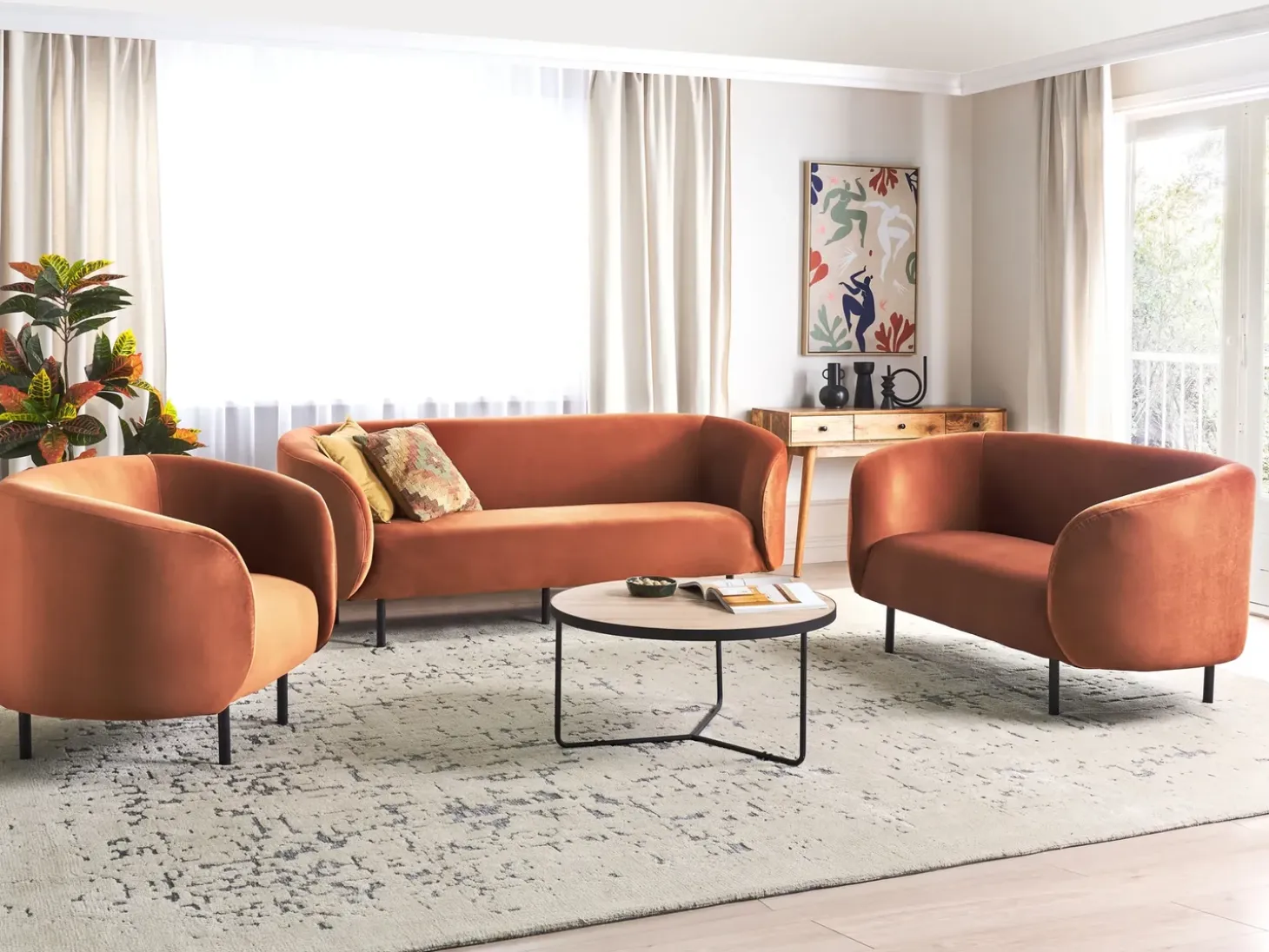 Sofa 2 personers LOEN Velour Orange
