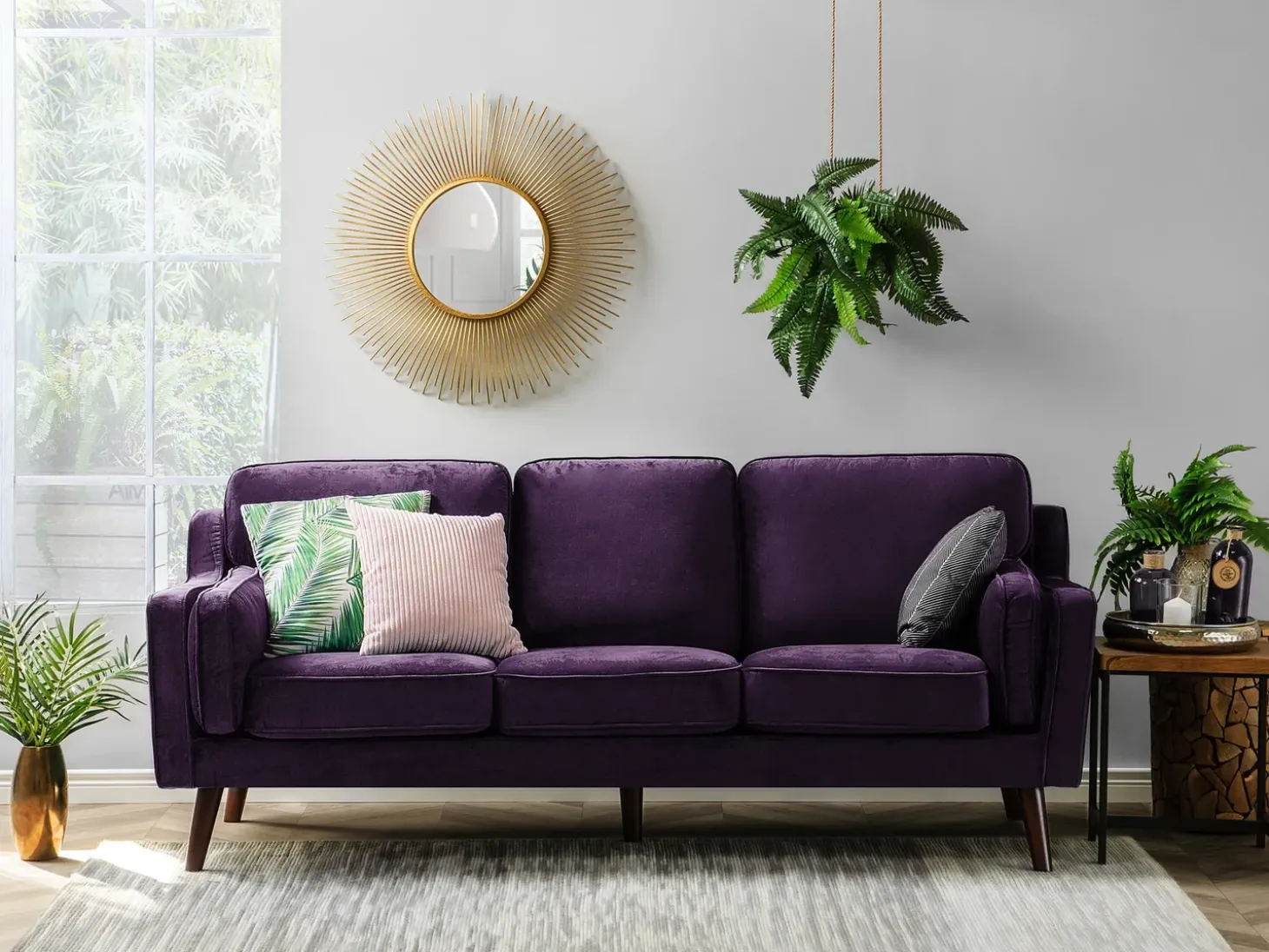 Sofa 3 personers LOKKA Velour Purpur