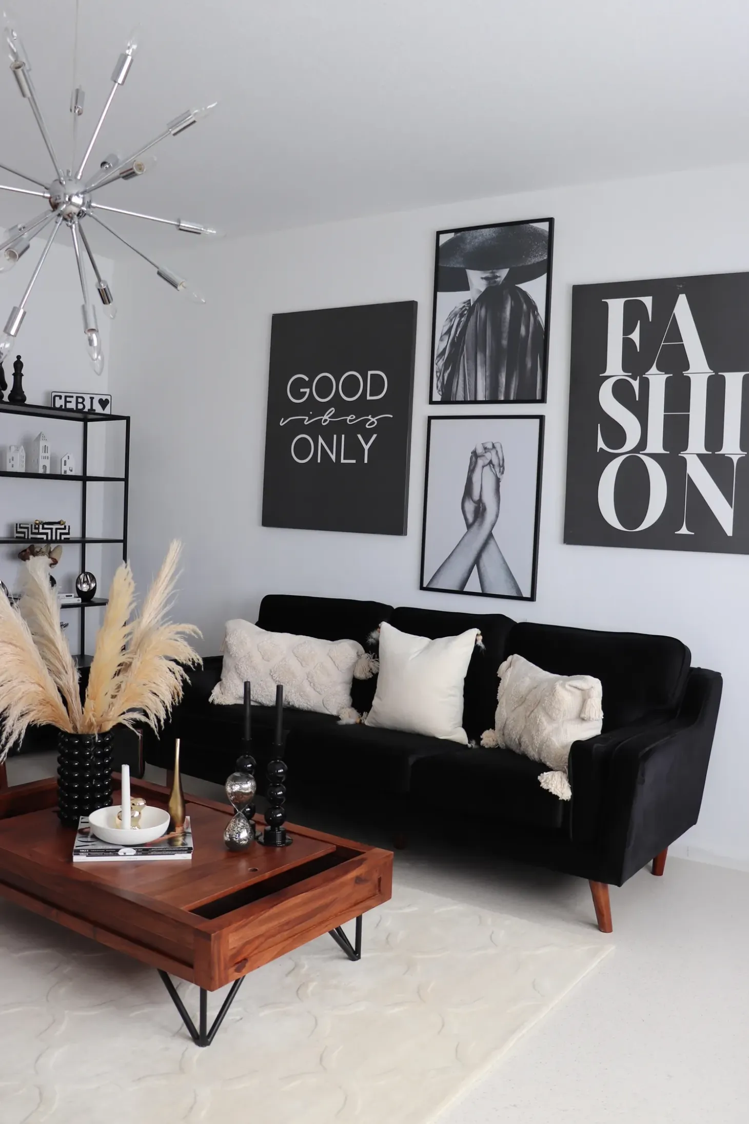 Sofa 3 personers LOKKA Velour Sort