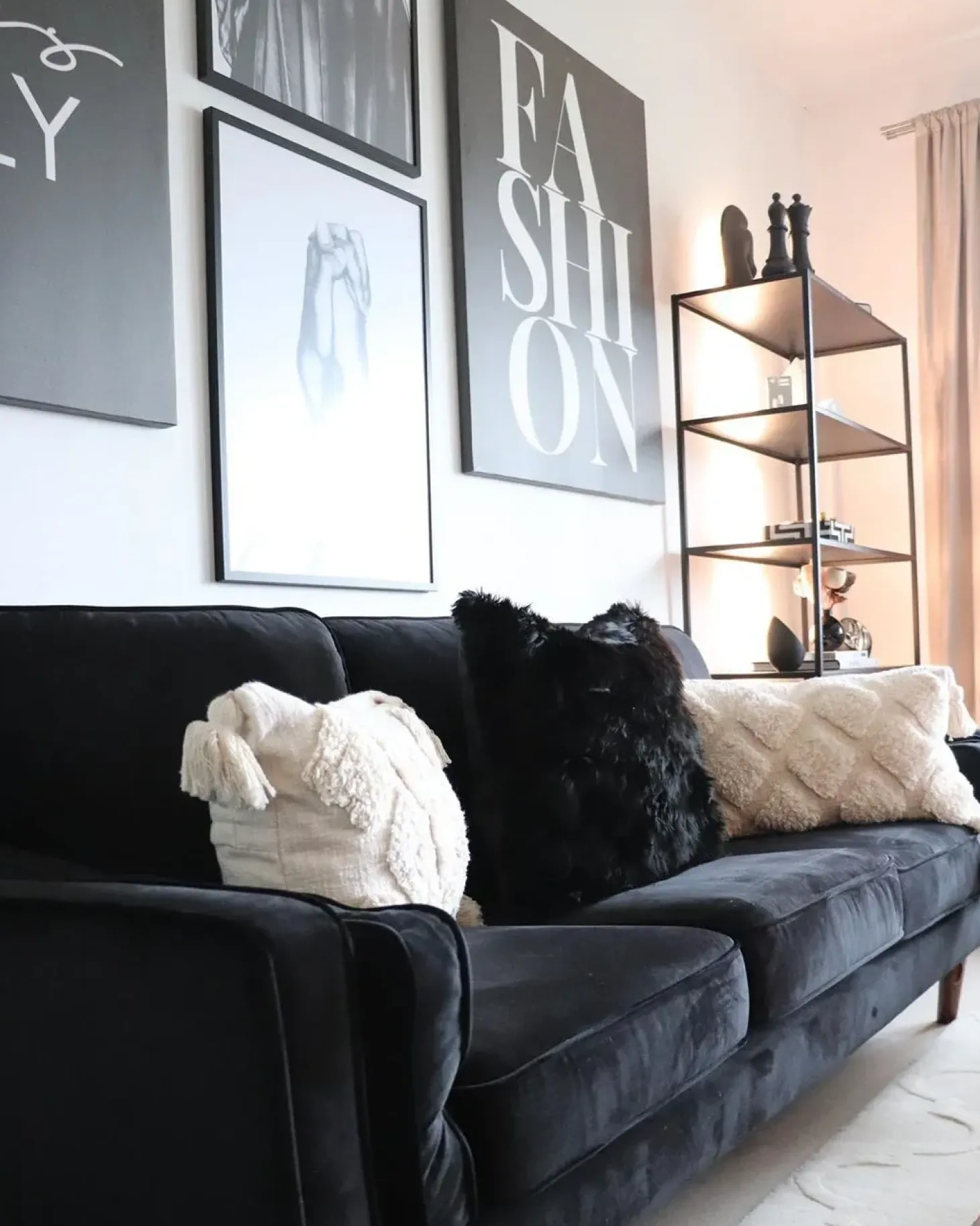 Sofa 3 personers LOKKA Velour Sort