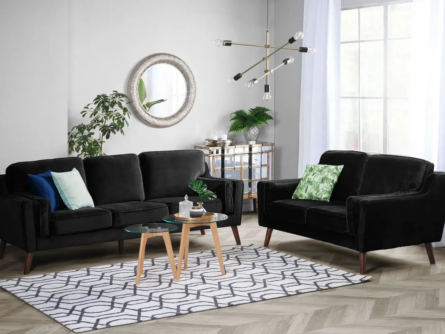 Sofa 3 personers LOKKA Velour Sort