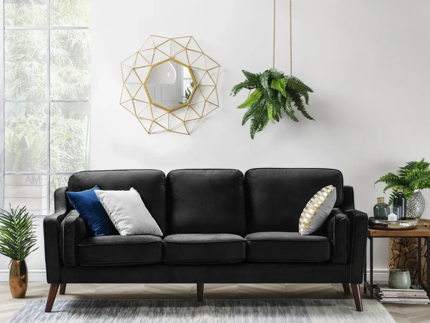 Sofa 3 personers LOKKA Velour Sort