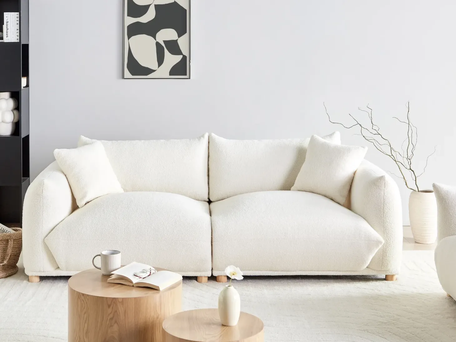 Sofa 3 personers LUVOS Boucle Cremehvid