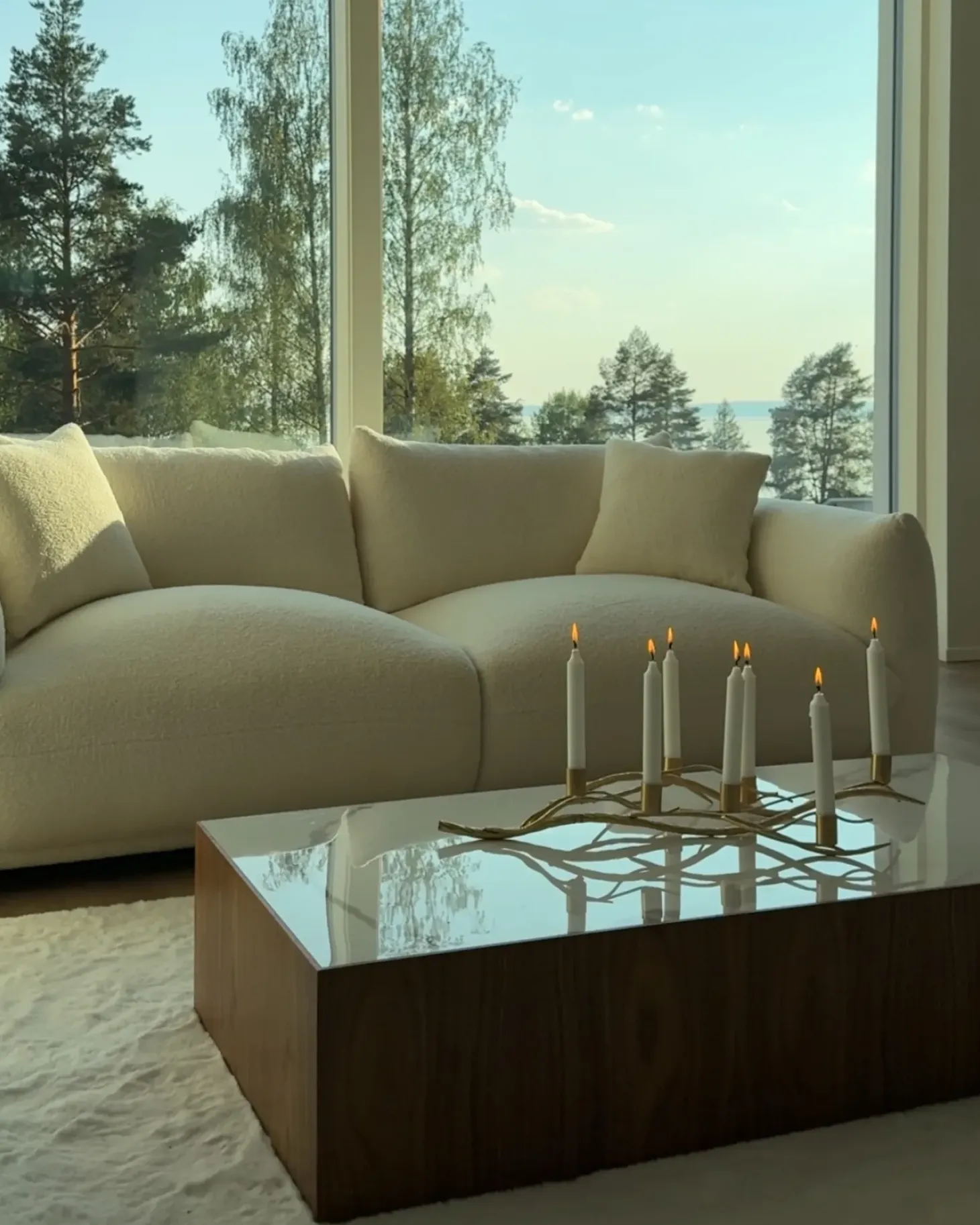 Sofa 3 personers LUVOS Boucle Cremehvid