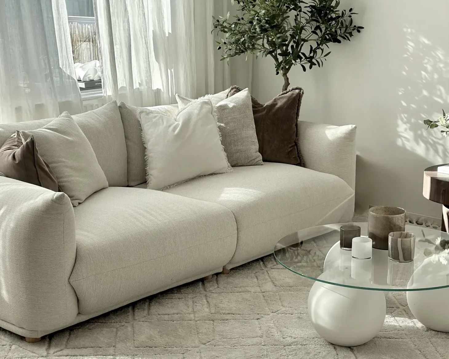 Sofa 3 personers LUVOS Cremehvid