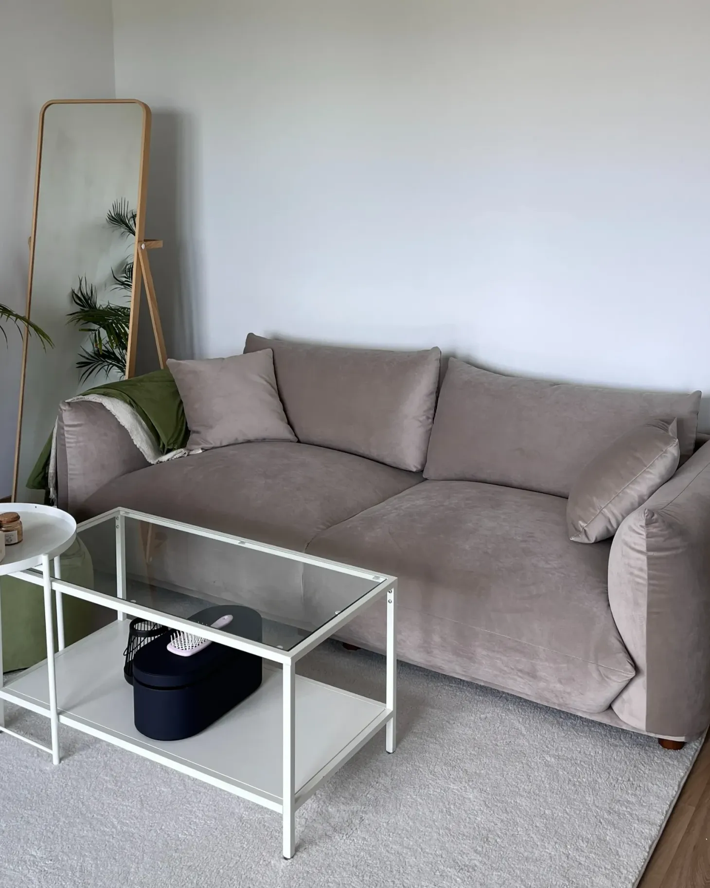 Sofa 3 personers LUVOS Velour Brungrå