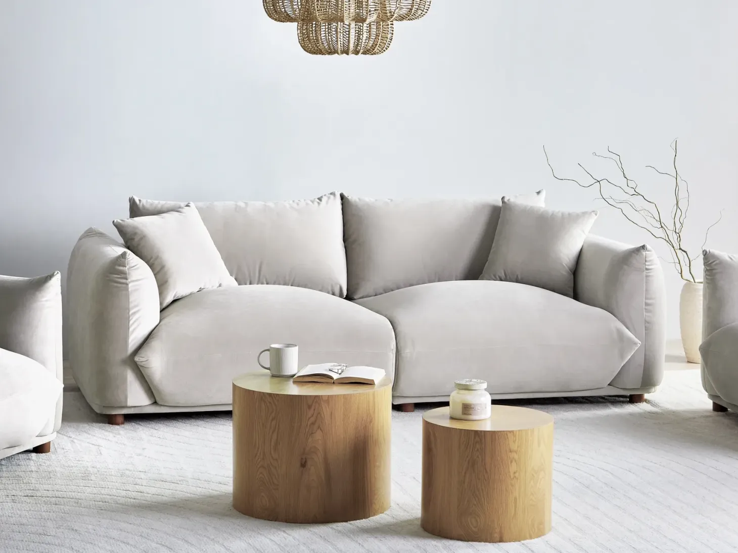 Sofa 3 personers LUVOS Velour Brungrå