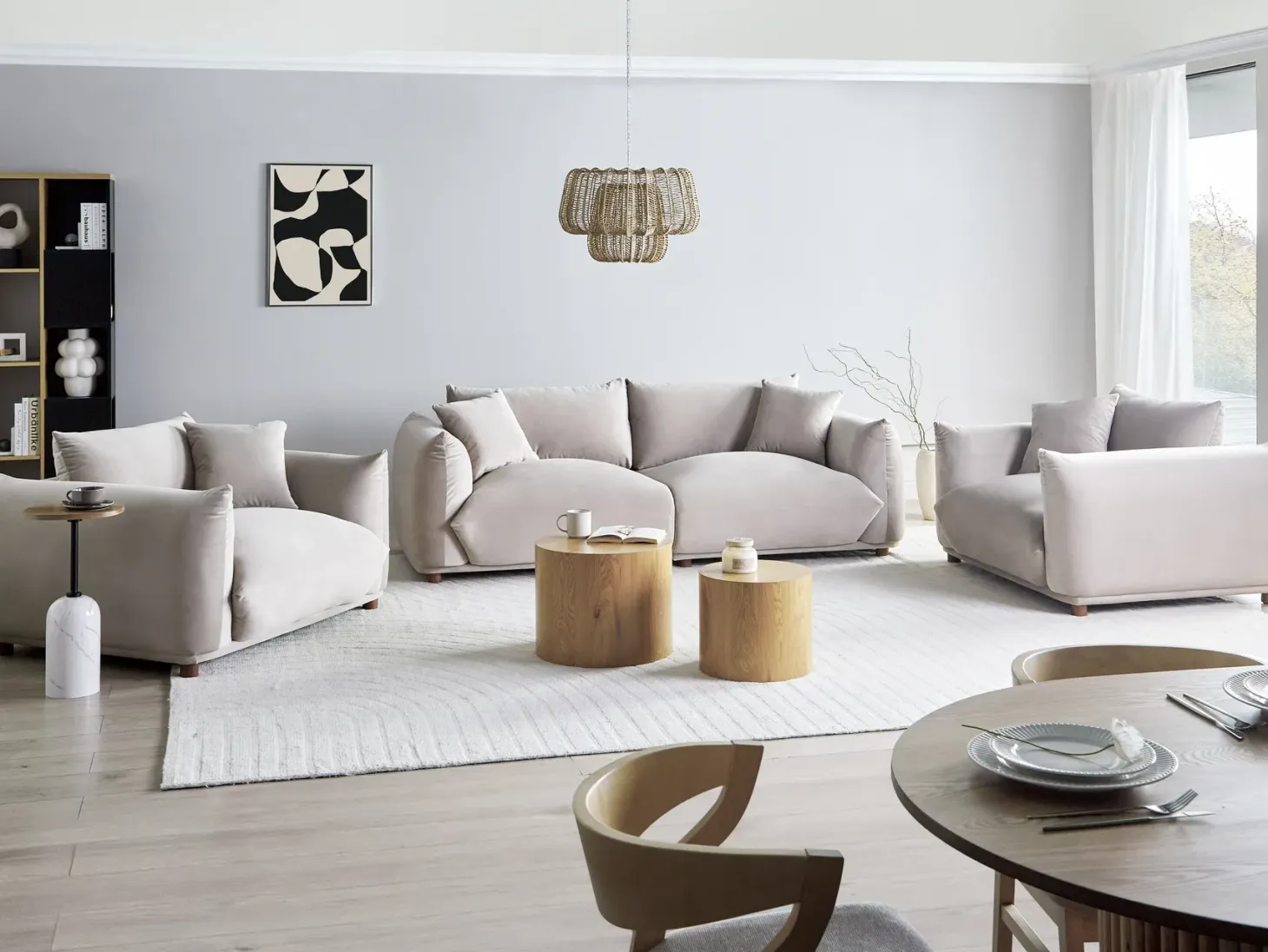 Sofa 3 personers LUVOS Velour Brungrå