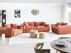 Sofa 3 personers LUVOS Velour Guldbrun
