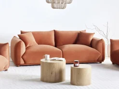 Sofa 3 personers LUVOS Velour Guldbrun