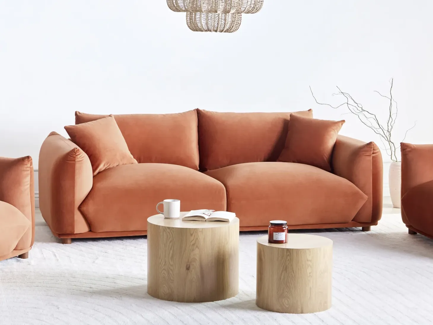 Sofa 3 personers LUVOS Velour Guldbrun