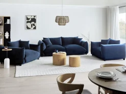 Sofa 3 personers LUVOS Velour Mørkeblå