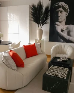 Sofa 3 personers MALUNG Velour Cremehvid