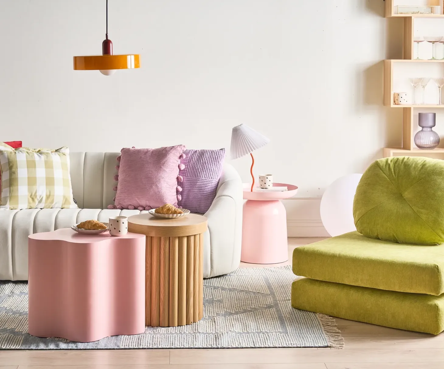 Sofa 3 personers MALUNG Velour Cremehvid