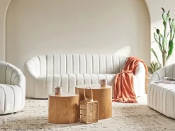 Sofa 3 personers MALUNG Velour Cremehvid
