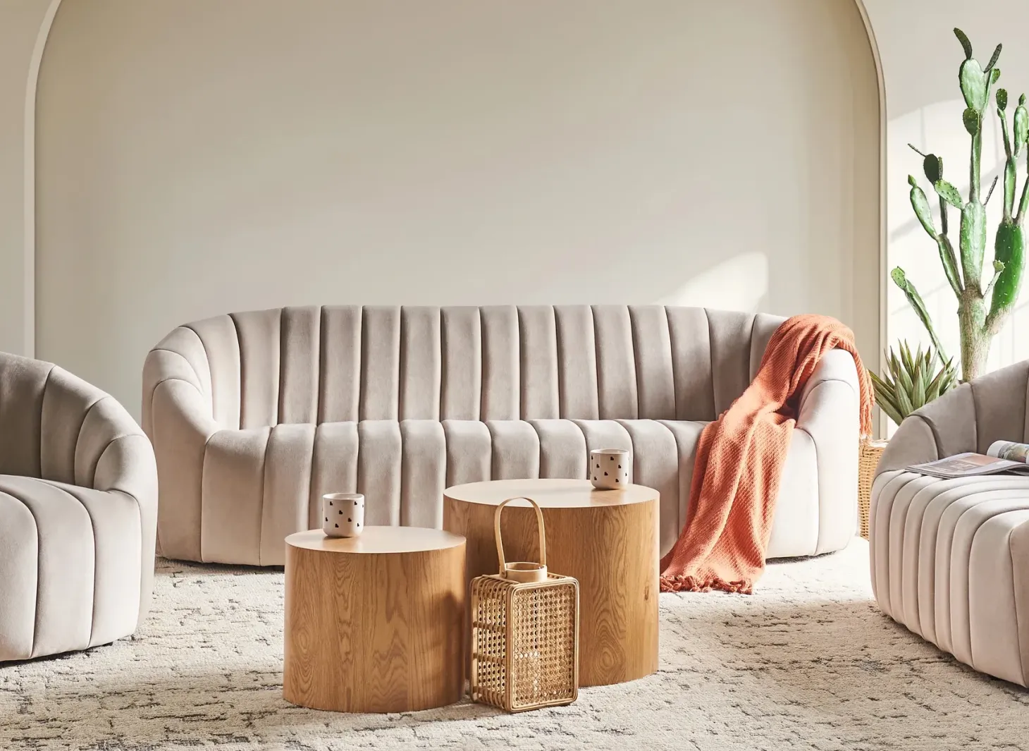 Sofa 3 personers MALUNG Velour Beige