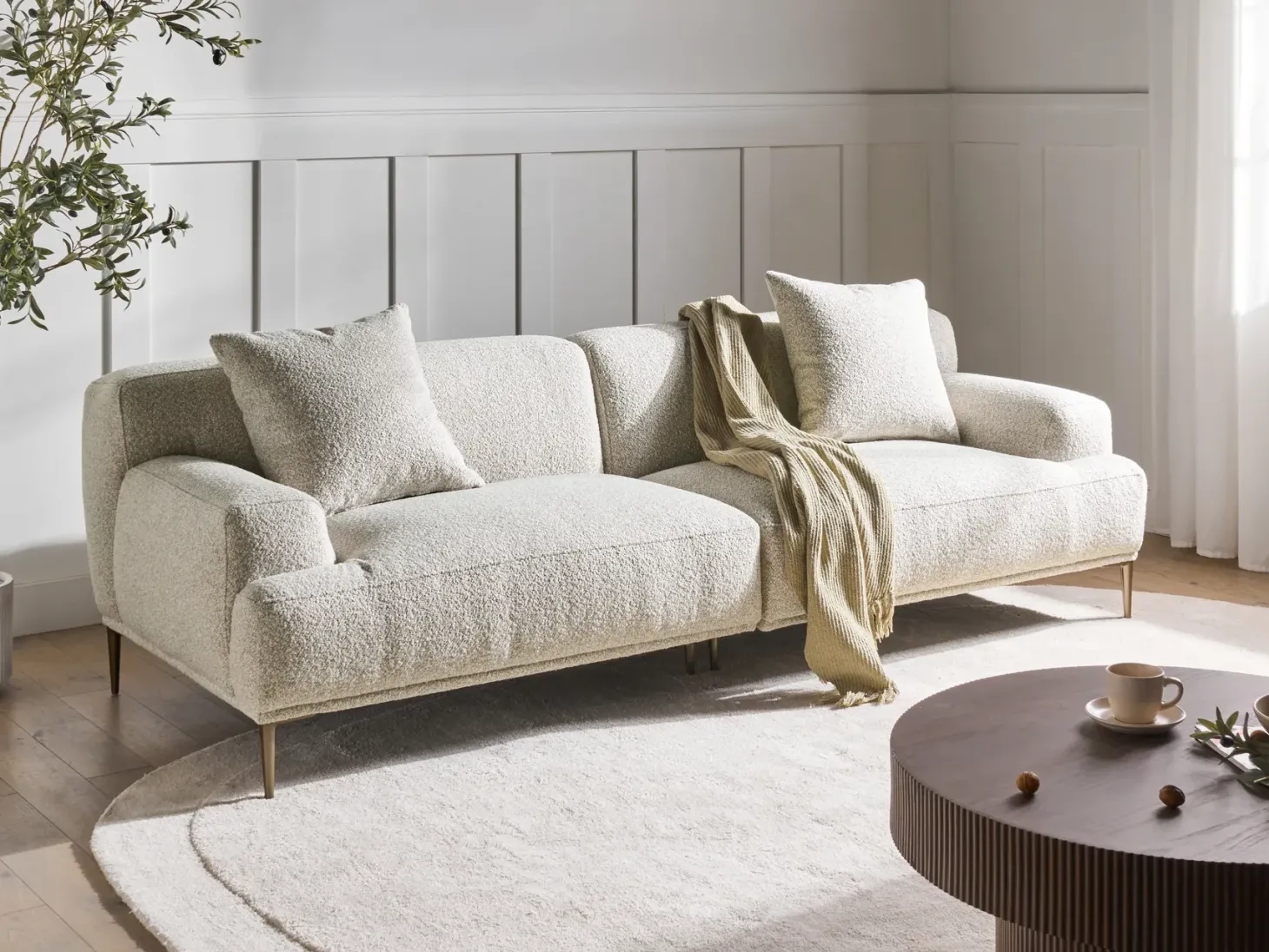 Sofa 3 personers MATILA Boucle Cremehvid