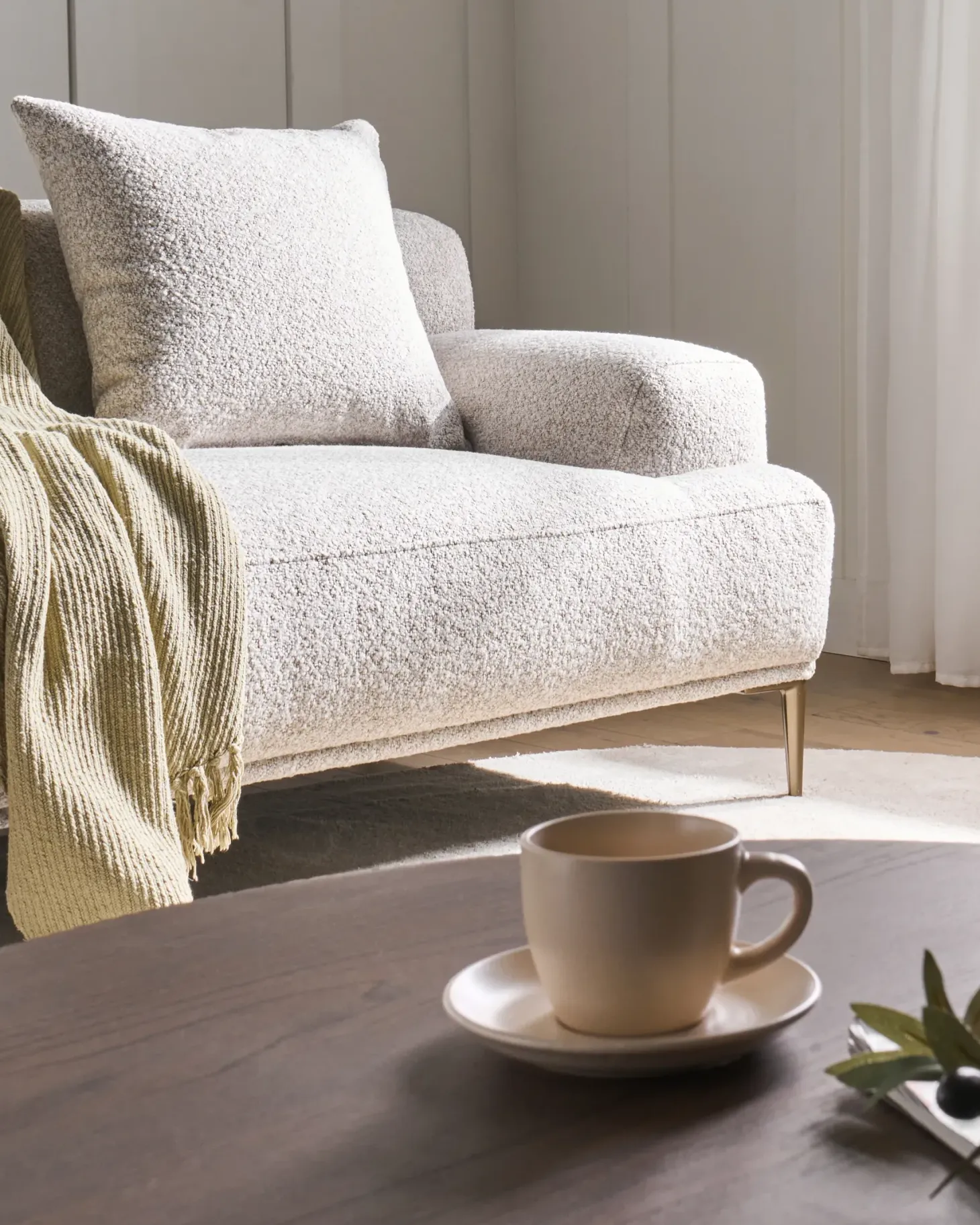 Sofa 3 personers MATILA Boucle Cremehvid