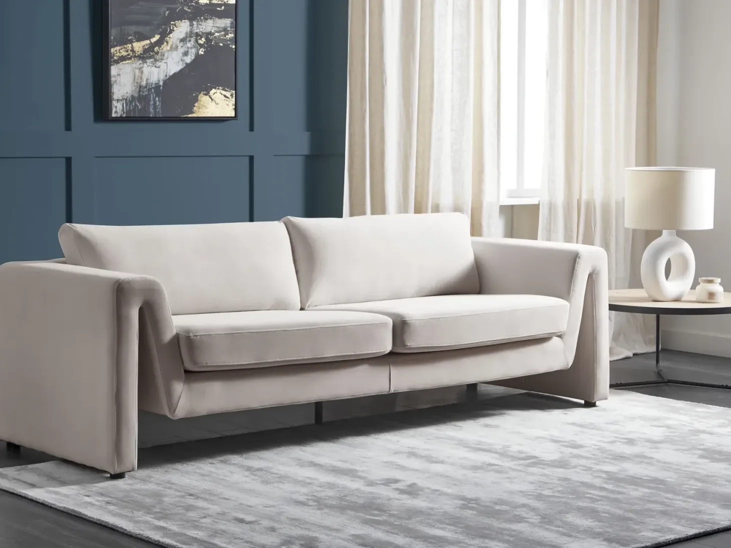 Sofa 3 personers MAUNU Velour Lys Beige