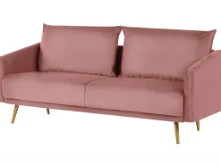 Sofa 3 personers MAURA Velour Lyserød