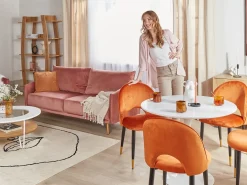 Sofa 3 personers MAURA Velour Lyserød