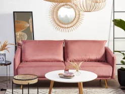 Sofa 3 personers MAURA Velour Lyserød