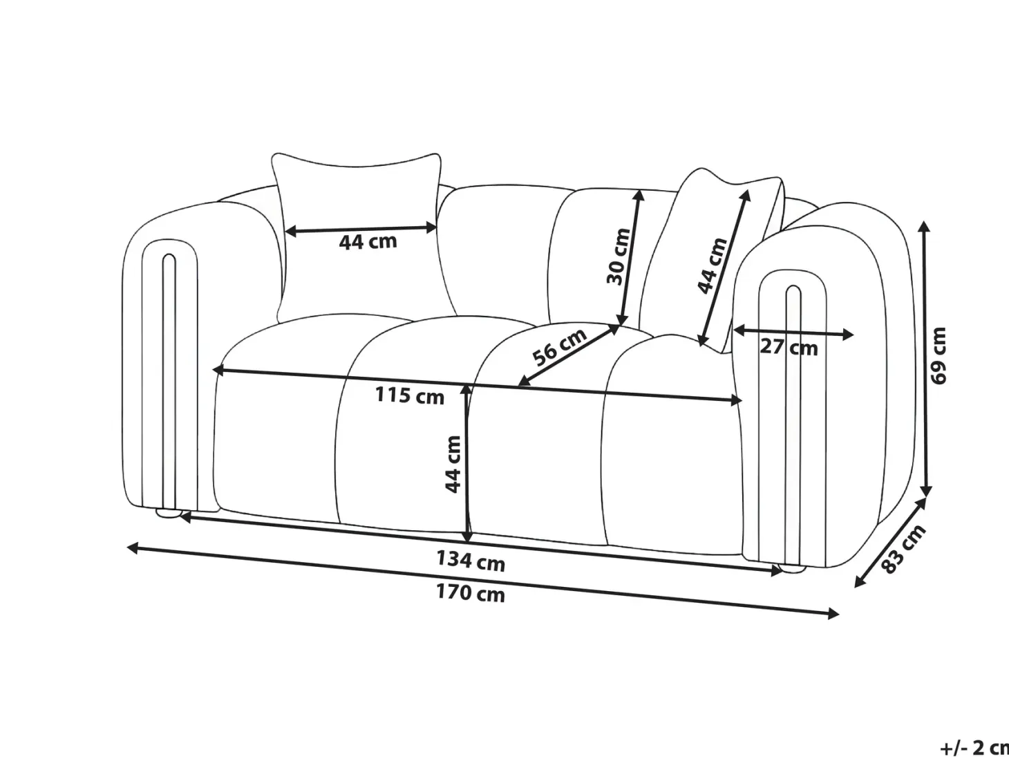 Sofa 2 personers MORSIL Boucle Beige