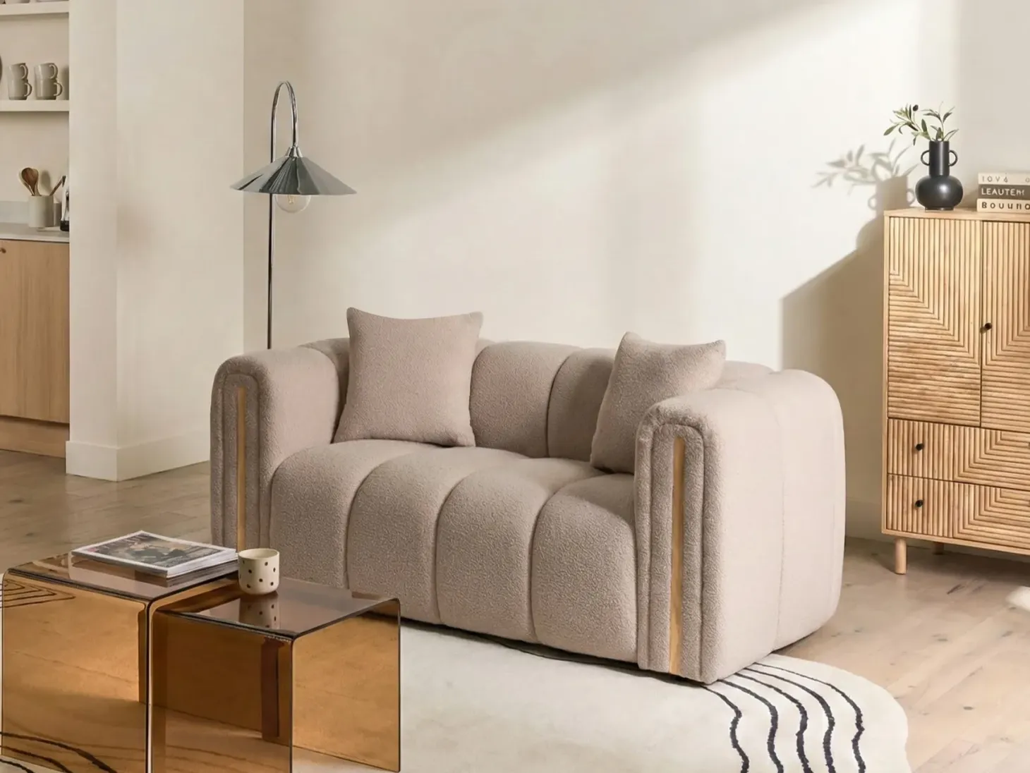 Sofa 2 personers MORSIL Boucle Beige
