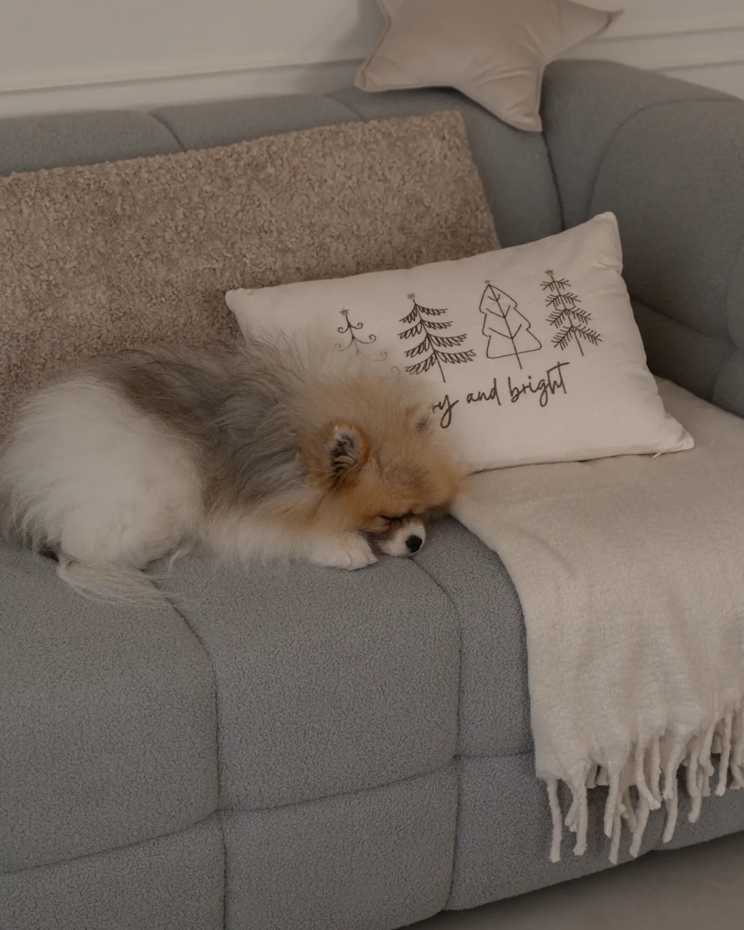 Sofa 3 personers MULLOLA Boucle Grå
