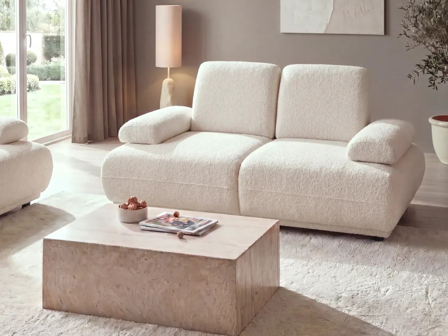 Sofa 2 personers NACKA Boucle Cremehvid