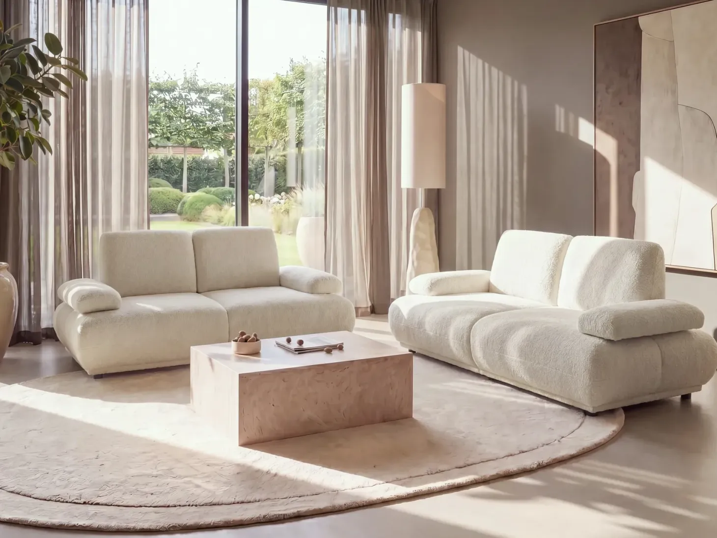 Sofa 3 personers NACKA Boucle Cremehvid