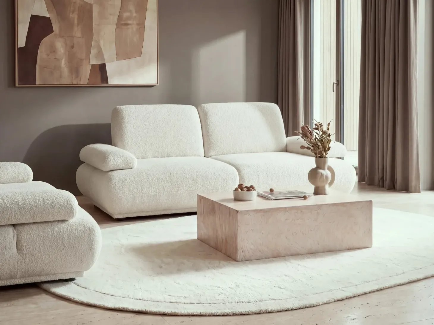 Sofa 3 personers NACKA Boucle Cremehvid