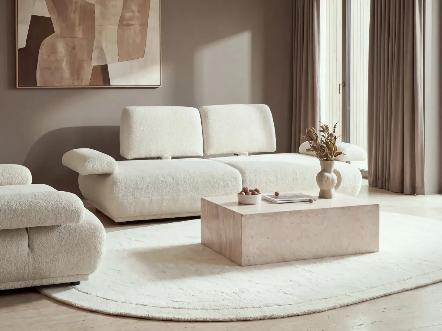 Sofa 3 personers NACKA Boucle Cremehvid