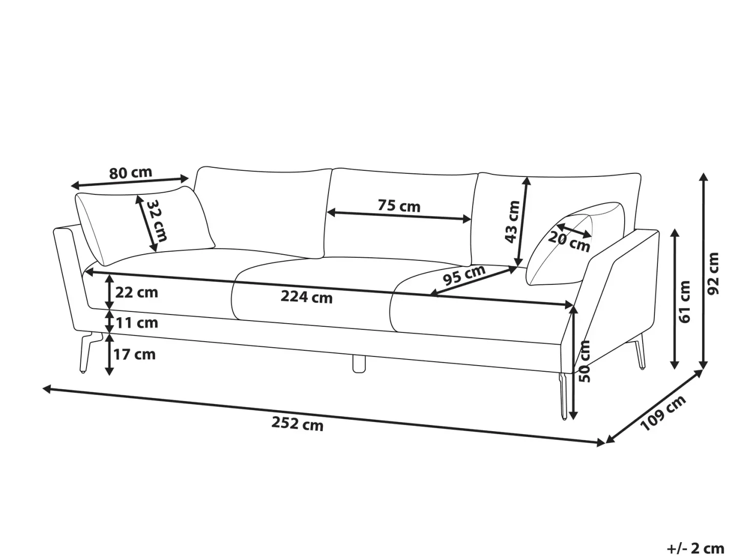 Sofa 4 personers NENOLA Grå