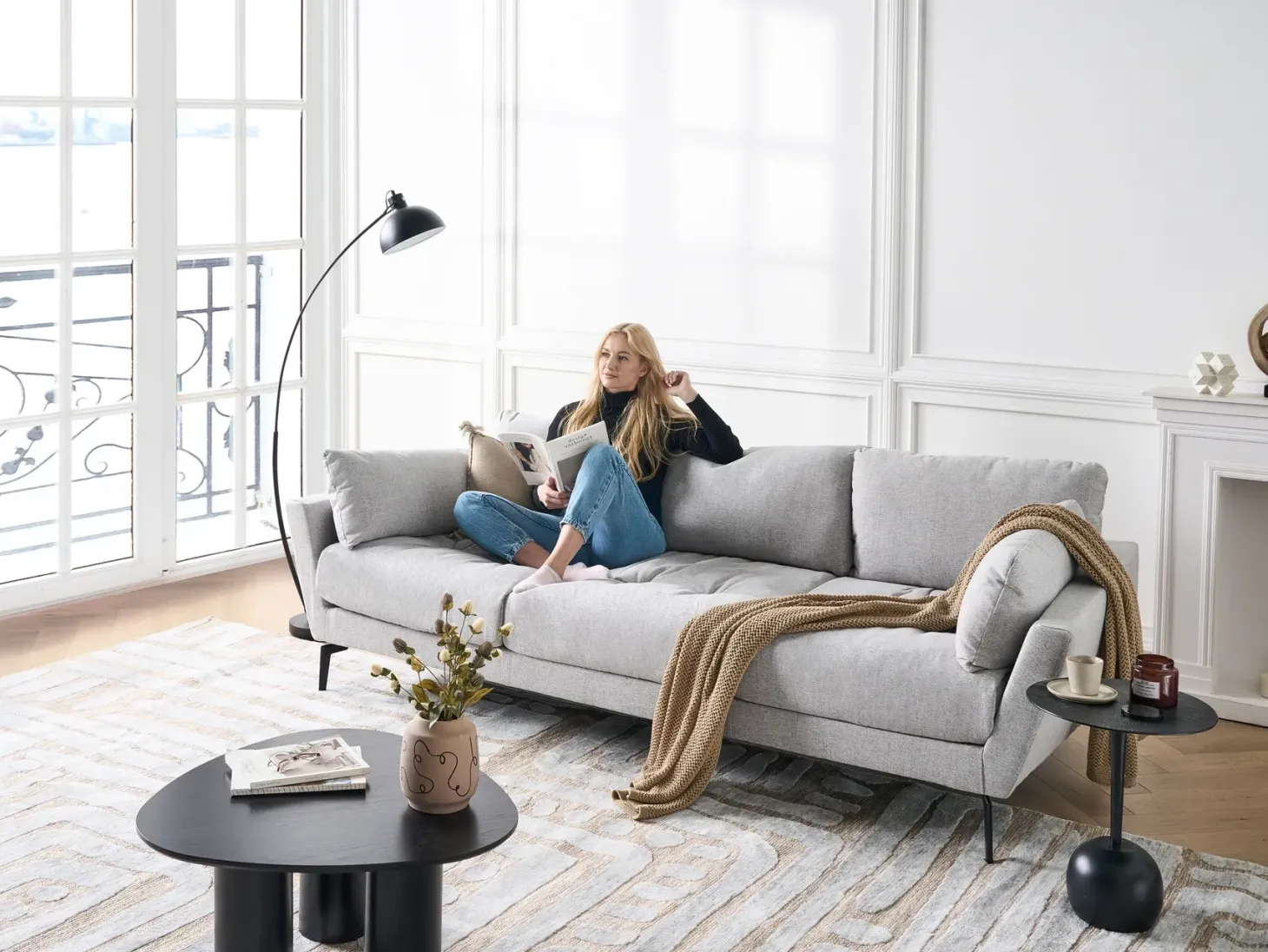 Sofa 4 personers NENOLA Grå