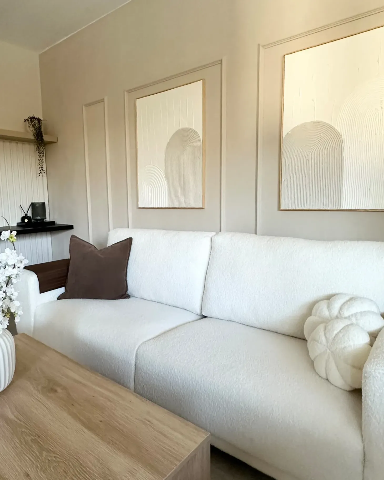 Sofa 3 personers NIVALA Boucle Cremehvid