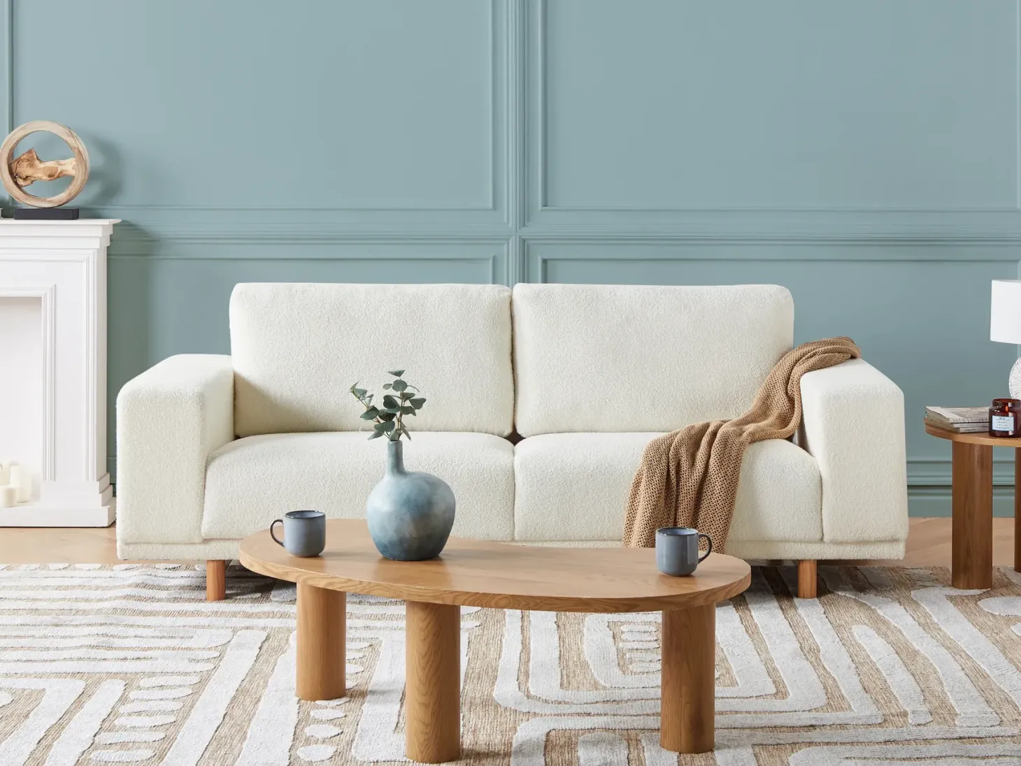 Sofa 3 personers NIVALA Boucle Cremehvid