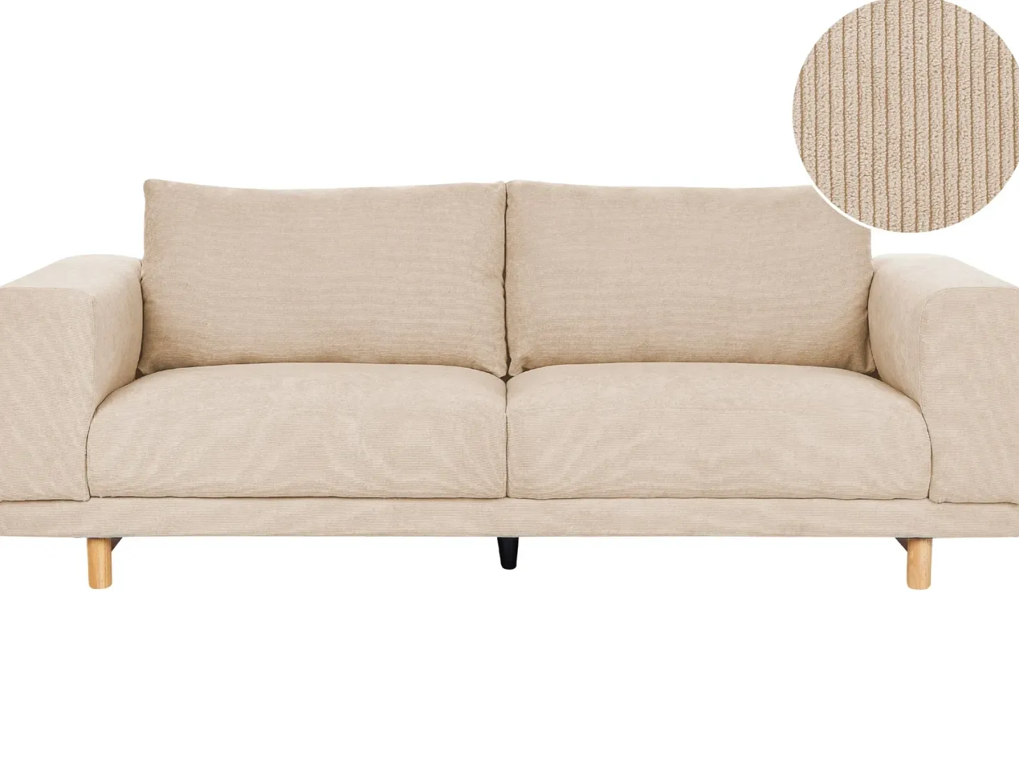 Sofa 3 personers NIVALA Fløjl Beige