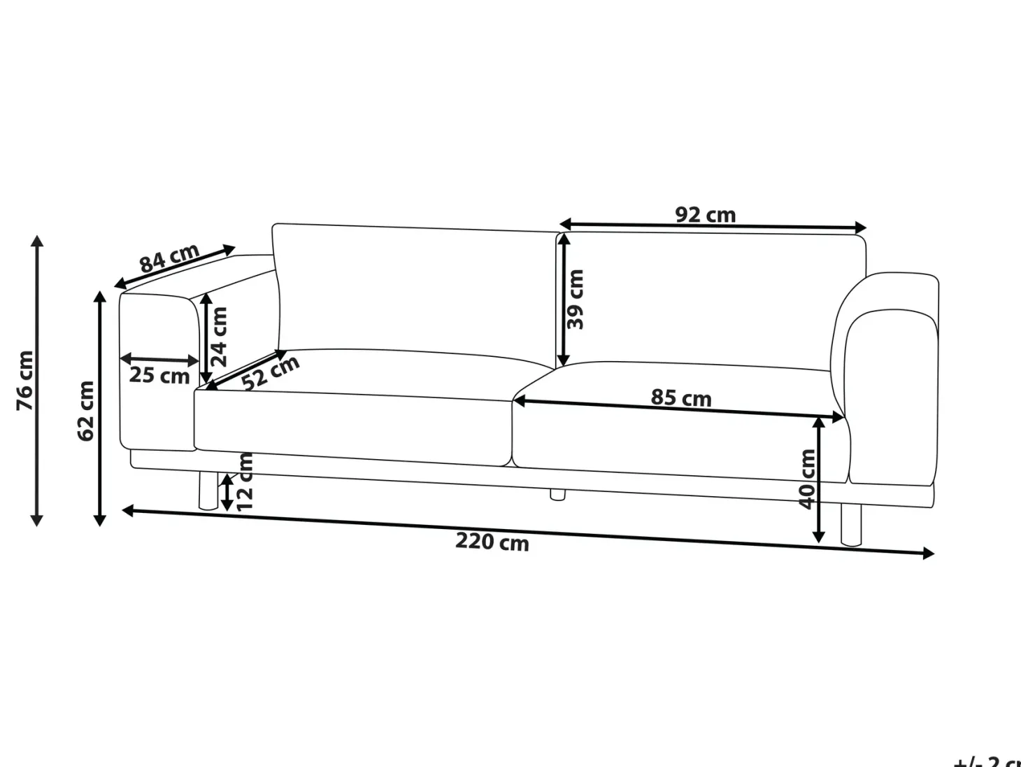 Sofa 3 personers NIVALA Fløjl Beige
