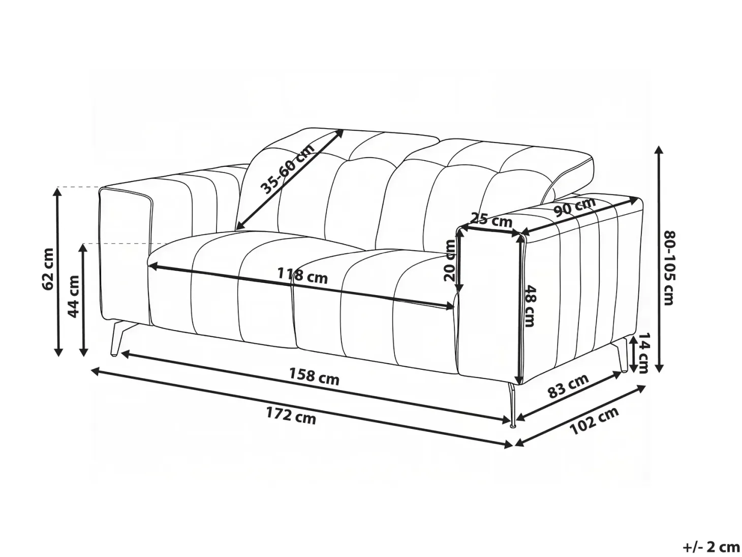 Sofa 2 personers OMMEL Lys Beige
