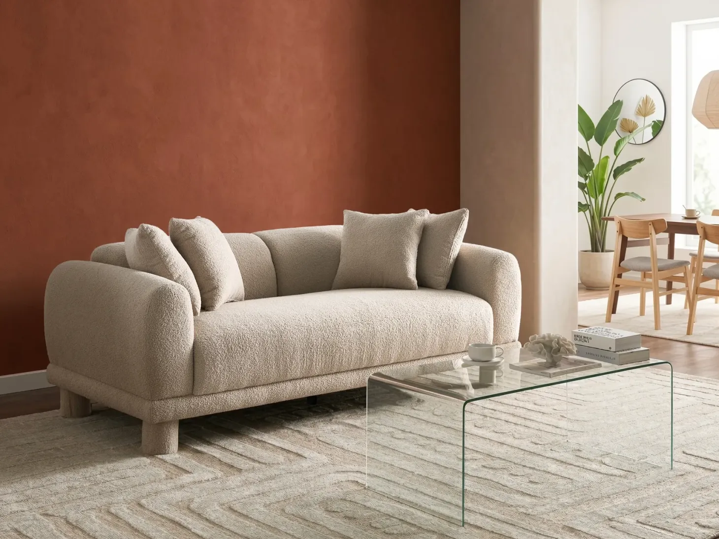 Sofa 3 personers PORI Boucle Beige