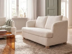 Sofa 2 personers RATTVIK Boucle Cremehvid